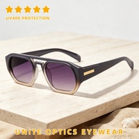 Lunettes de soleil aviateur rétro à double pont, monture carrée verte, style vintage, avec logo personnalisé, prix de gros fabricant pour femmes