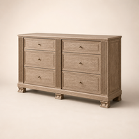 Commode autoportante à 6 tiroirs en bois massif, finition vieillie à la main, artisanale de qualité supérieure, style manoir moderne, pour chambre et salon