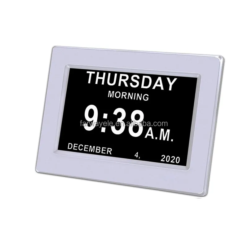 Recordatorio Pantalla grande Pérdida de memoria 7 pulgadas Lcd Calendario digital Reloj de día para personas mayores con demencia o Alzheimer