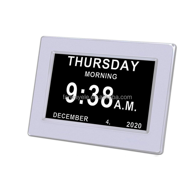 Reminder Large Display Memory Loss 7 Inch Lcd Digital Calendar Day Clock for Dementia or Alzheimer Elderly Seniors
