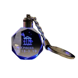 Honor of crystal HBL Personalized Promotional Cute Crystal Led Light Blank Crystal Key Chains With Custom Logo