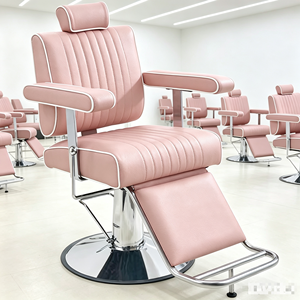 Barber <b>Chair</b> Heavy Duty Hydraulic Deep Pink PU Leather <b>Reclining</b> Salon Barber <b>Chair</b> with Headrest & Footrest for Barbershop Hair - Product Image 3