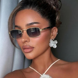 スクエアサングラス ヨーロッパ系アメリカン ハイエンド感 個性的な日焼け止め レトロファッション メタルグラス トレンド - Product Image 3