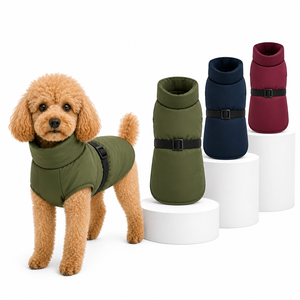 Dog Winter Coat Solid Color Padded Polyester Jacket <b>for</b> Small Dogs Leisure Style Warm Pet <b>Clothes</b> - Product Image 1