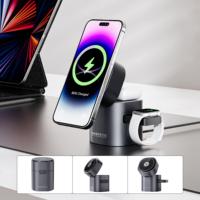 Cube de charge magnétique pliable automatique - Station de charge sans fil rapide 3 en 1 avec écran LED pour iPhone, Apple Watch