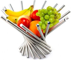Large Size Orange Fruit Holder in Silver Modern Fruit Bowl Stainless Steel Kitchen Basket - Product Image 1