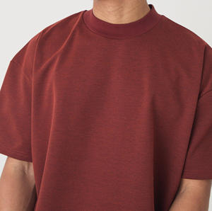 T-Shirt squadrata T-Shirt 300gsm in maglia semplice fornitore di t-Shirt rosso <span class=keywords><strong>bordeaux</strong></span> di qualità Plus Size - Product Image 3