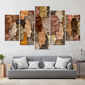 Arte en Lienzo de Rostros de Personas Multicolores: Póster de Siluetas de Diversidad, Juego de 5 Lienzos Variados - Product Image 3