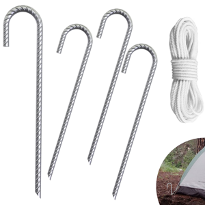 Crochets en J pour barres d'armature galvanisées, agrafes, chevilles d'ancrage au sol pour <span class=keywords><strong>jardin</strong></span>, vis de fixation, piquets de tente, outils - Product Image 1