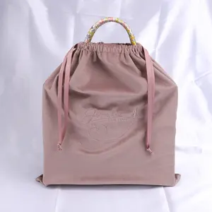 Benutzer definierte Stickerei Soft Velvet Staubbeutel für die Verpackung Schuh Handtasche Kordel zug Roségold Kosmetik Geschenk Samt beutel