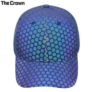 Custom Logo 6 Panel Reflective Diamond Grid <b>Cap</b> Wholesale Bulk Iridescent Honeycomb <b>Hat</b> Manufacturer - Product Image 1