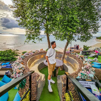 Outdoor Rotes Vogelnest-Sitzkissen Rattan-Sofa Modernes Schlichtheit-Design für Restaurant, Aussichtspunkt und Ferienhaus-Nutzung