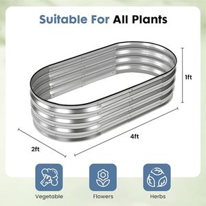 GADI Bac à légumes surélevé en métal moderne avec trous de drainage, 2 ensembles de bacs à plantes galvanisés <span class=keywords><strong>pour</strong></span> légumes, fleurs, herbes et succulentes - Product Image 2