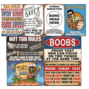 Cổ điển kim loại tin dấu hiệu nhà để xe dấu hiệu, người đàn ông hang động phụ kiện cũ Xe Áp phích động cơ dầu cổ khí dầu dấu hiệu Tiki thanh trang trí - Product Image 5