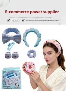Lot <span class=keywords><strong>de</strong></span> 6 bandeaux à pois colorés effet vague, antidérapants, pour le lavage du visage, et manchons <span class=keywords><strong>de</strong></span> poignet anti-humidité pour femmes - Product Image 6