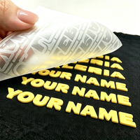 Autocollants de transfert thermique en silicone personnalisés pour T-shirts, avec logo et nom imprimés en 3D, en caoutchouc, pour presse à chaud, vente en gros