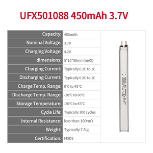 Tùy chỉnh chất lượng cao 450mAh Polymer Lithium ion thay thế pin ufx 501088 3.7V - Product Image 2