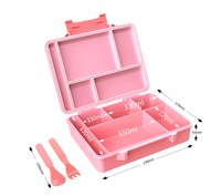 Aohea 5 Compartiment Plastic Bento Doos Met Vork En Lepel Sauzen Container Aangepaste Kinderen Cartoon Lunchbox Set Met Tas