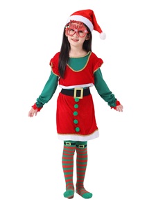 Girls Christmas Party Performance Costume <strong>Sweet</strong> <strong>Elf</strong> &amp; Santa Claus Cosplay Fancy Dress for Kids of All Ages