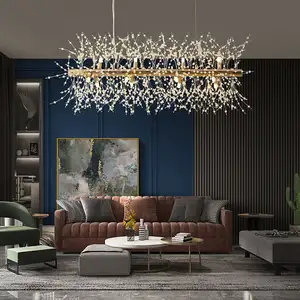 Modern Style Light Fixtures Art Deco Living Room Gold Linear Ceiling Luxury Lustre Crystal Chandelier Pendant Light