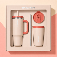 Ensemble cadeau Everich : Gobelet isotherme 40 oz + Tasse à café portable 12 oz, Bouteille d'eau sans BPA avec paille et couvercles 2-en-1