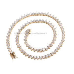 4mm Single Row Zircon Heart Tennis Chain Hip Hop Copper Inlaid Zircon <b>Couple</b> Light Luxury Love <b>Necklace</b> - Product Image 5