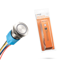 Lantir sakelar tombol tekan 19mm, saklar tombol tekan logam menempel, saklar logam warna 12V