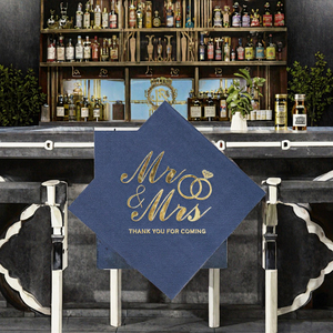 Serviettes et nappes en <span class=keywords><strong>papier</strong></span> doré jetables personnalisées à 2 plis, pliées en 1/4, avec logo imprimé pour mariages, occasions spéciales, cocktails et sacs cadeaux - Product Image 2