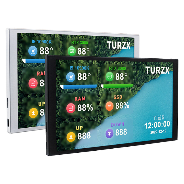 TURZX 8 Inch USB Secondary Screen 1280*800 IPS LCD PC CPU GPU RAM Monitor & Extended Desktop for Window 10/11 No-AIDA64 Display