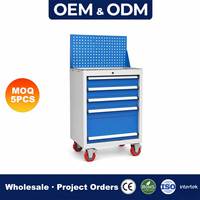 Gabinete de Herramientas Rodante de Alta Resistencia, Caja de Herramientas Metálica con Cajones con Cerradura, Panel Perforado, Almacenamiento para Taller, Uso en Garaje y Mecánica