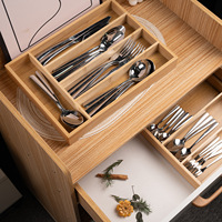 Boîte de rangement personnalisable en bambou pour couteaux, fourchettes et baguettes, organisateur de tiroir de cuisine pour ustensiles de cuisine occidentale