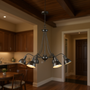 4-<b>Light</b> Adjustable Metal Chandelier Hanging Fixture For Kitchen <b>Dining</b> Room Foyer Entryway Black Bell Shade E26 LED Bulb Not - Product Image 2