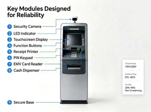 Cajero Automático Multidivisa para Depósitos y Retiros de Efectivo, Reciclador de Billetes con Seguimiento de Número de Serie, Compacto, de Fabricante - Product Image 3