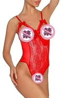 Hot Sexy Saint Valentin Lingerie dos nu sans manches érotique dentelle maille pure jarretière femmes sexe ensembles