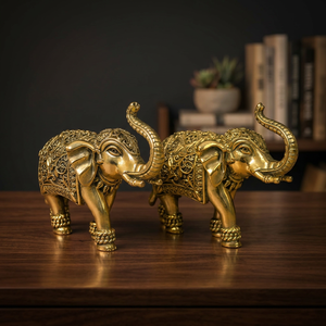 Handcrafted Brass <b>Elephant</b> Figurine (Single) Antique Finish Decorative <b>Elephant</b> Statue Home Office Decor - Product Image 5
