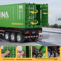 Camion porte-conteneurs télécommandé Huina 1317 à neuf canaux en alliage, semi-remorque électrique, jouet pour enfants prêt à l'emploi
