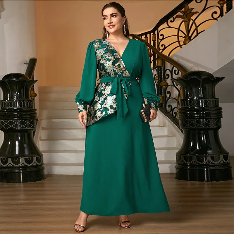 TOLEEN 2022 Spring Women Plus Size Maxi Dresses Chic Casual Elegant Oversize Large Green Long Sleeve Evening Party Prom Clothing