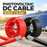 Câble solaire 4mm² 6mm² en cuivre étamé XLPE, fil photovoltaïque monobrin 1500V DC pour systèmes photovoltaïques sur toiture