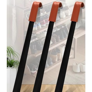 Hanging Type Shoe Wearer Long Metal Shoehorn Shoe Pump <b>Leather</b> Handle Old& Lazy People Stainless Steel <b>Tool</b> Shoe Horn - MH01LH - Product Image 5
