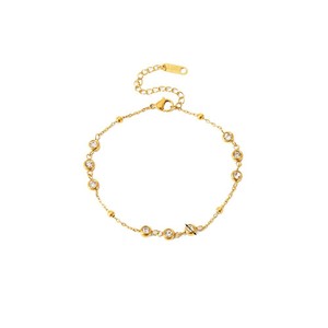 Round Zircon Bead Necklace Exquisite Zircon <b>Bracelet</b> Stainless Steel Light Luxury Jewelry <b>Sets</b> for Women - Product Image 4