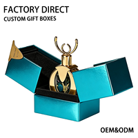 Boîte cadeau de parfum personnalisée de couleur turquoise, boîte rigide de luxe à double porte avec logo UV localisé et insert personnalisé, solution d'emballage complète