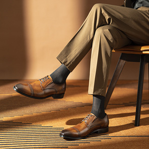 Zapatos de Cuero Formales de Negocios de Lujo de Alta Calidad 2026, con Cordones y Coloración a Mano, Envío Personalizado Disponible - Product Image 2