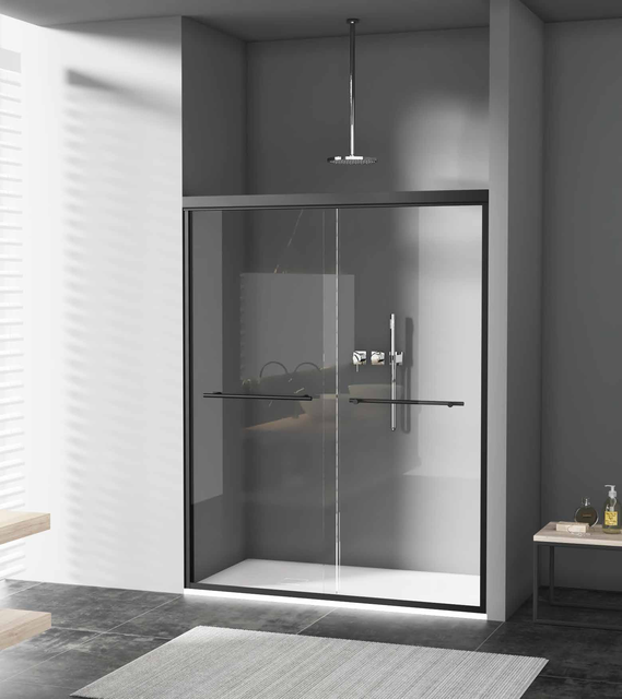 Hot Selling Modern Black Framed Shower Enclosure, Double Sliding Glass Shower Door for Bathroom Hotel & Home Use
