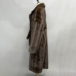 Abrigo Largo <span class=keywords><strong>de</strong></span> Piel Sintética con Cinturón y Solapa con Muescas para Mujer, Estilo Jancoco, Personalizado, con Paneles Verticales, para Otoño e <span class=keywords><strong>Invierno</strong></span> - Product Image 2