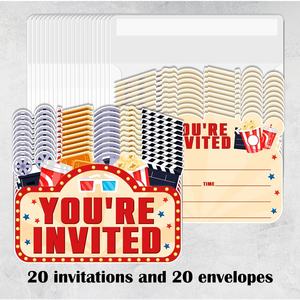 Movie <strong>Party</strong> <strong>Invitations</strong> with Envelopes-Set of 20 Boy <strong>Girl</strong> Birthday <strong>Party</strong> Movie <strong>Invitations</strong> Cards Double-Sided - Product Image 2