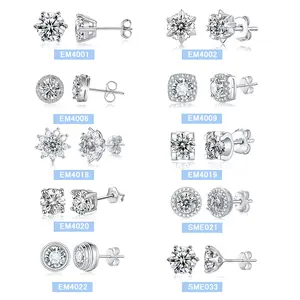 Studs Drop Moissanite Earrings DEF VVS Claw Set Halo Classic Moissanite Round Cut Loose Gemstones S925 Sterling Silver