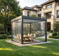 Store vertical motorisé électrique rétractable en PVC transparent intégré, résistant au vent, imperméable et anti-UV pour extérieur
