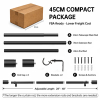 Tringles à rideaux occultants réglables YIJIALE OEM/ODM en acier au carbone de 25 mm, robustes, de 18 à 28 pouces, noir mat, supports inclus