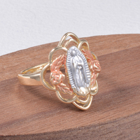 Bague Beverly 14k Oro Vierge Marie-Prophète séquentiel Bijoux tricolores Bague en laiton chrétien Vierge Guadalupe
