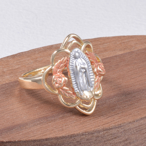 Bague Beverly 14k Oro Vierge Marie-Prophète séquentiel Bijoux tricolores Bague en laiton chrétien Vierge Guadalupe - Product Image 6